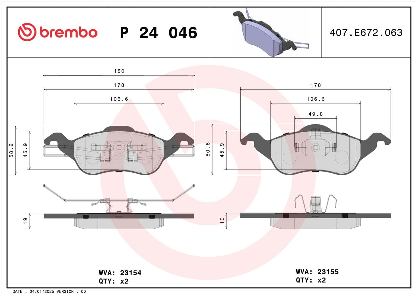 set placute frana,frana disc BREMBO PRIME LINE P 24 046