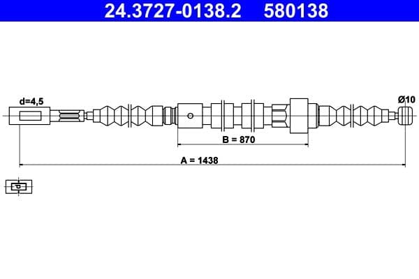 Cablu, frana de parcare ATE 24.3727-0138.2
