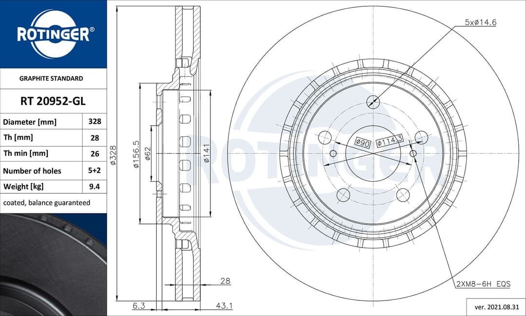 Disc frana ROTINGER RT 20952-GL