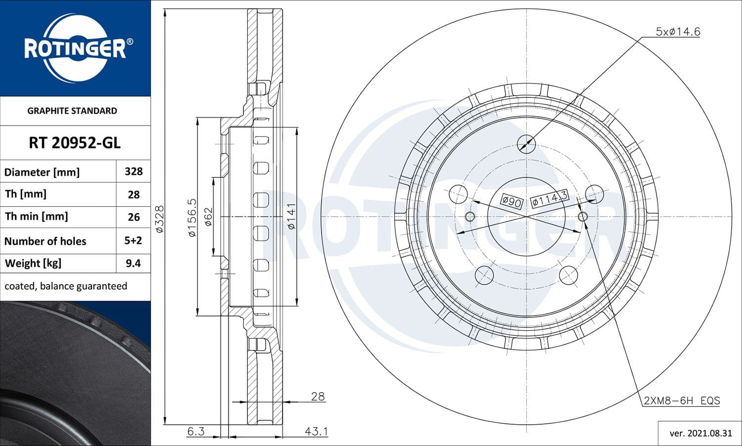 Disc frana ROTINGER RT 20952-GL