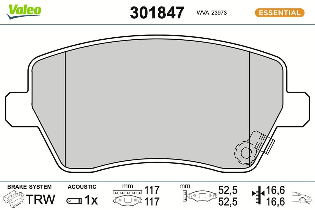 set placute frana,frana disc VALEO ESSENTIAL 301847
