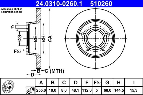 Disc frana ATE 24.0310-0260.1