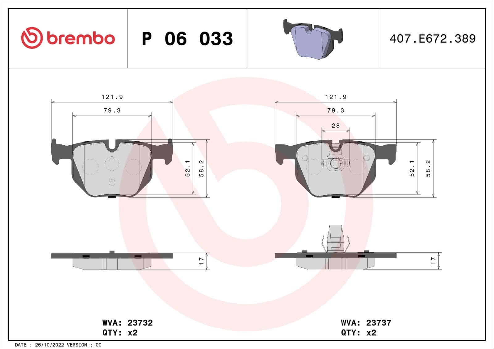 set placute frana,frana disc BREMBO PRIME LINE P 06 033