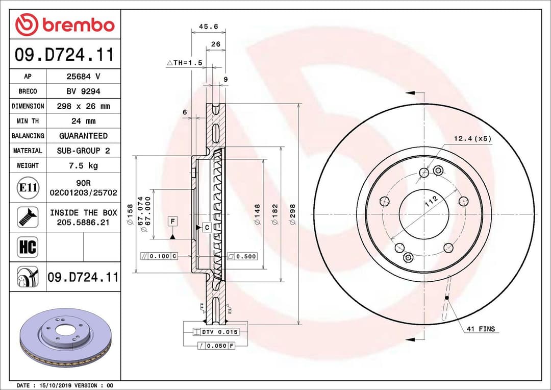 Disc frana BREMBO PRIME LINE - UV Coated 09.D724.11
