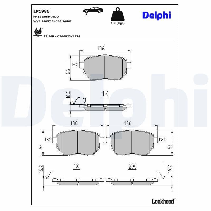 set placute frana,frana disc DELPHI LP1986