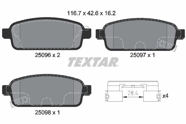 set placute frana,frana disc TEXTAR Q+ 2509606