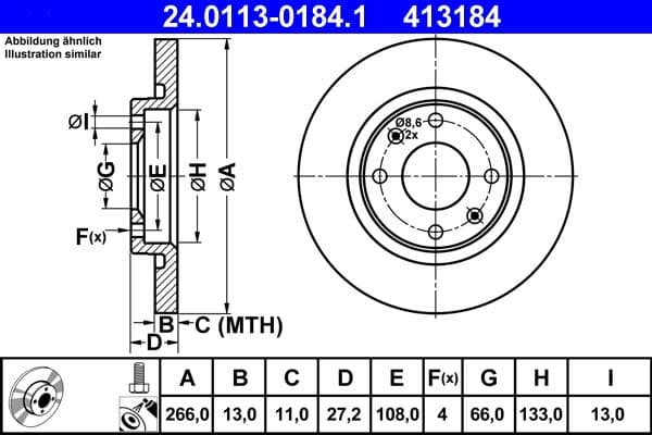 Disc frana ATE 24.0113-0184.1