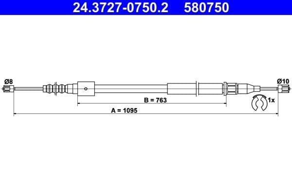 Cablu, frana de parcare ATE 24.3727-0750.2