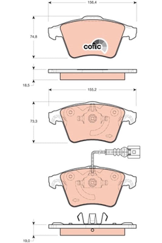 set placute frana,frana disc TRW COTEC GDB1721