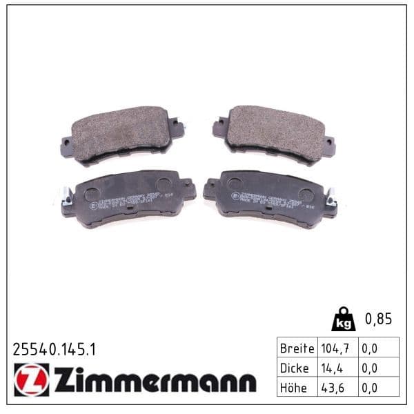 set placute frana,frana disc ZIMMERMANN 25540.145.1