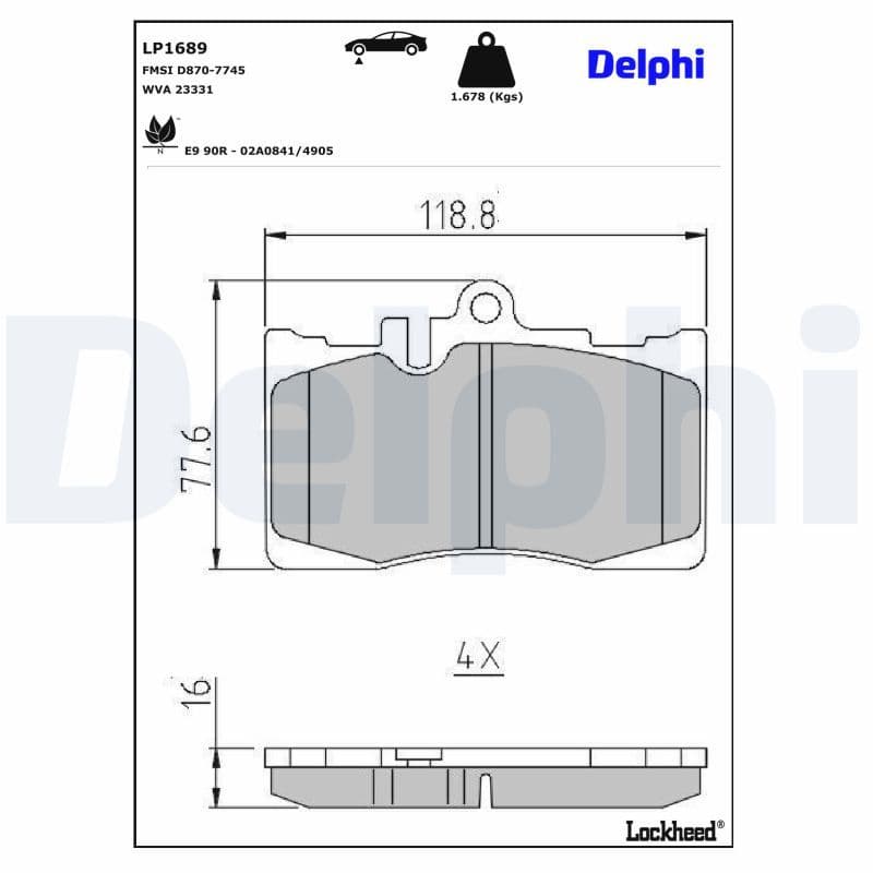 set placute frana,frana disc DELPHI LP1689