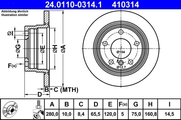 Disc frana ATE 24.0110-0314.1