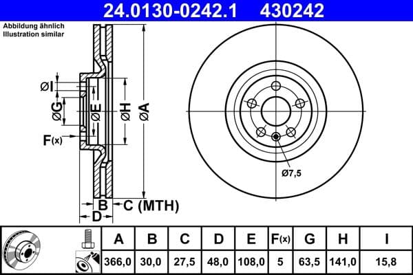 Disc frana ATE 24.0130-0242.1