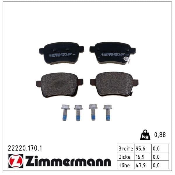 set placute frana,frana disc ZIMMERMANN 22220.170.1
