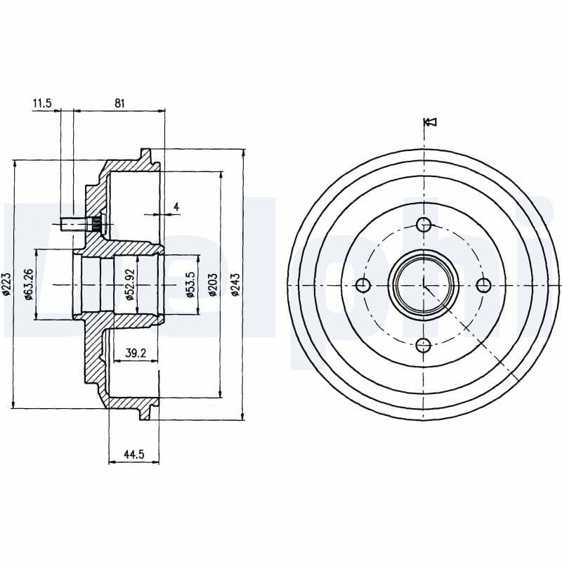 Tambur frana DELPHI BF487