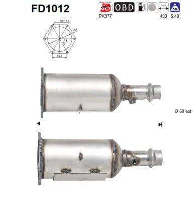 Filtru funingine/particule, sist.de esapament AS FD1012