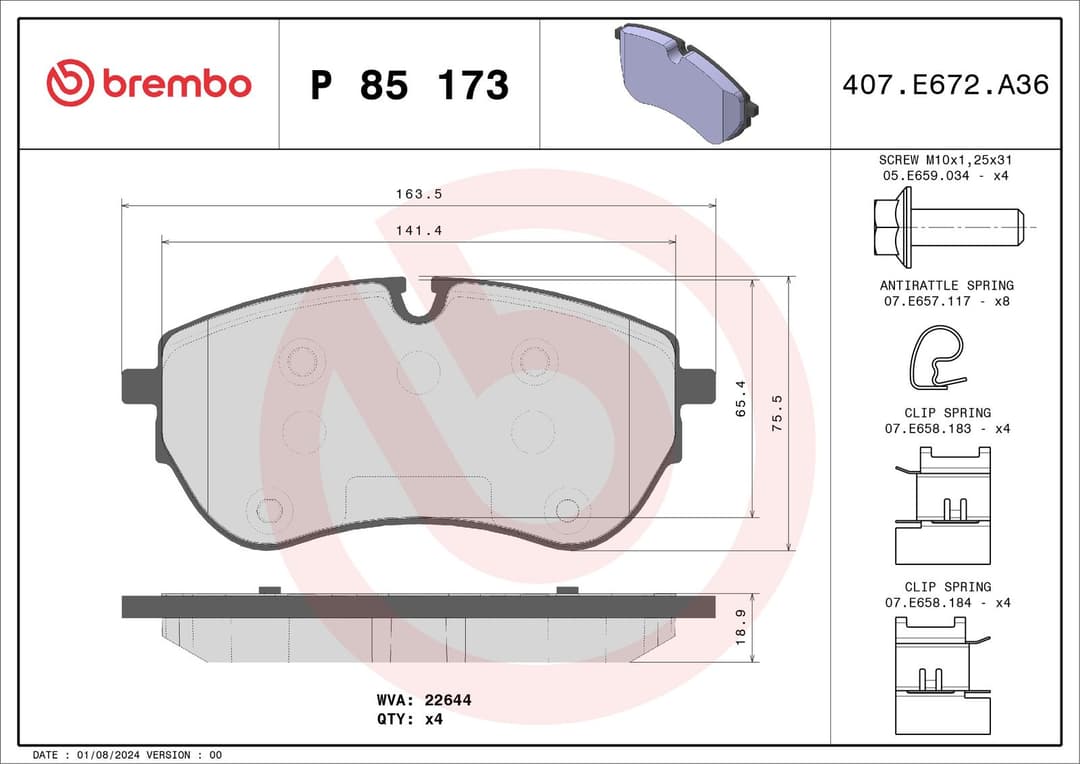 set placute frana,frana disc BREMBO PRIME LINE P 85 173