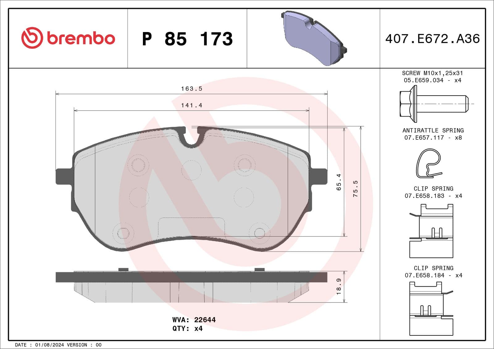 set placute frana,frana disc BREMBO PRIME LINE P 85 173