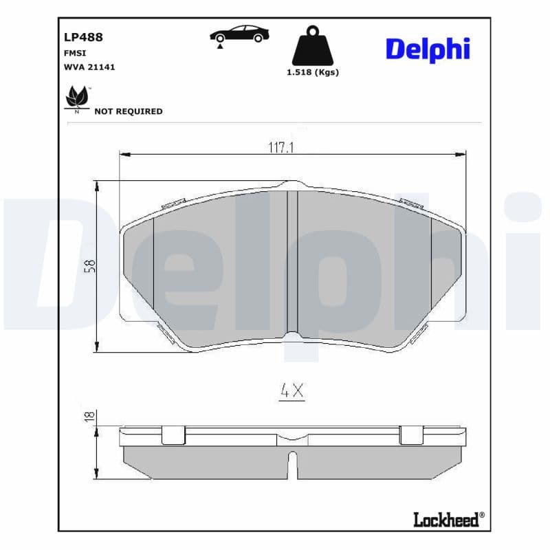 set placute frana,frana disc DELPHI LP488