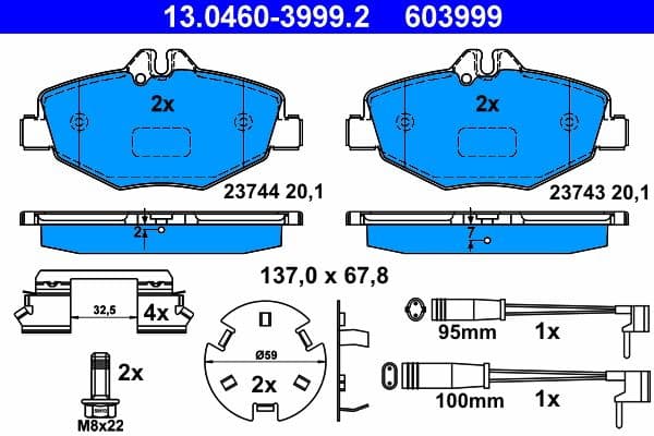 set placute frana,frana disc ATE 13.0460-3999.2