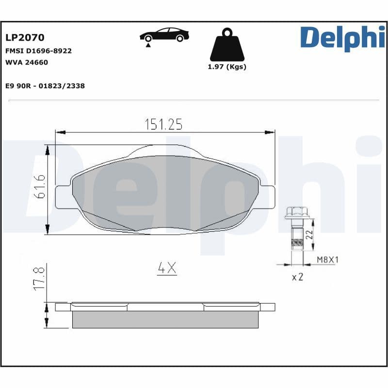 set placute frana,frana disc DELPHI LP2070