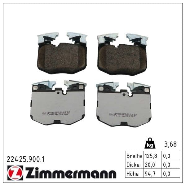 set placute frana,frana disc ZIMMERMANN rd:z 22425.900.1