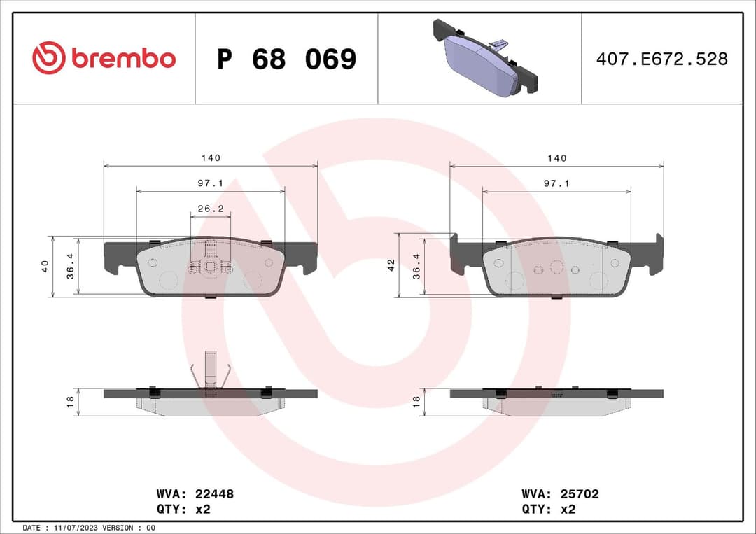 set placute frana,frana disc BREMBO PRIME LINE P 68 069