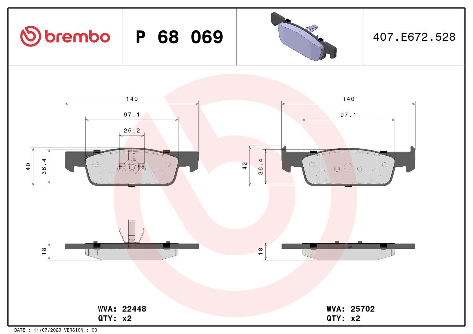 set placute frana,frana disc BREMBO PRIME LINE P 68 069