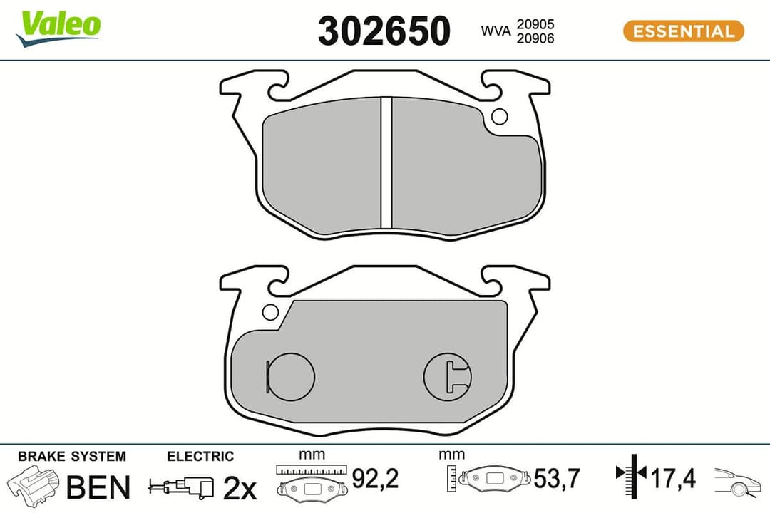 set placute frana,frana disc VALEO ESSENTIAL 302650