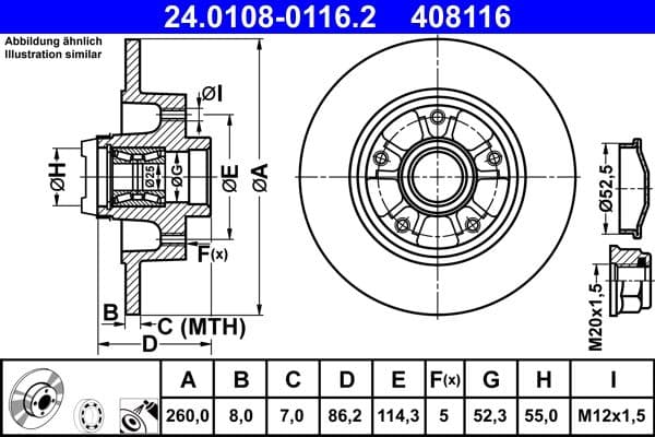 Disc frana ATE 24.0108-0116.2
