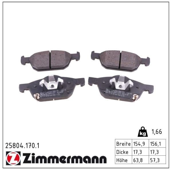 set placute frana,frana disc ZIMMERMANN 25804.170.1