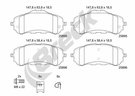 set placute frana,frana disc BRECK 25895 00 701 00