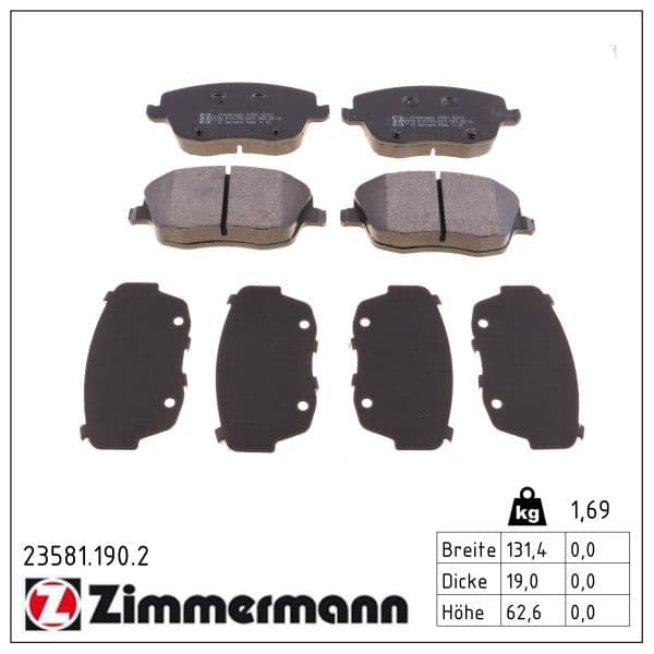 set placute frana,frana disc ZIMMERMANN 23581.190.2