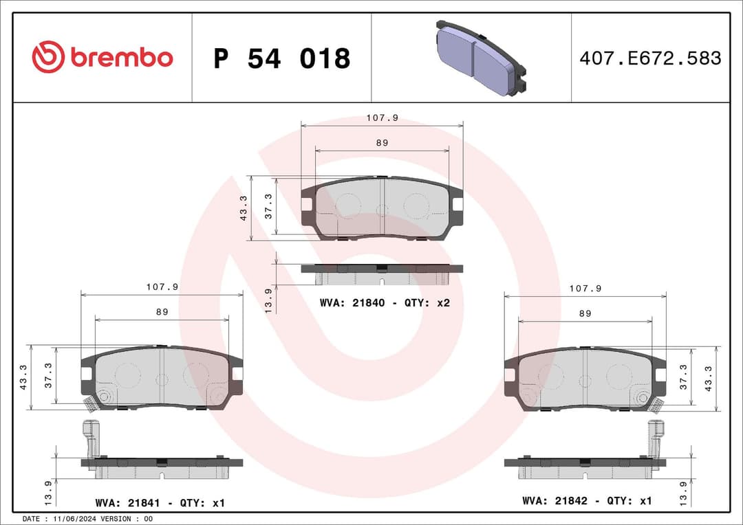 set placute frana,frana disc BREMBO PRIME LINE P 54 018