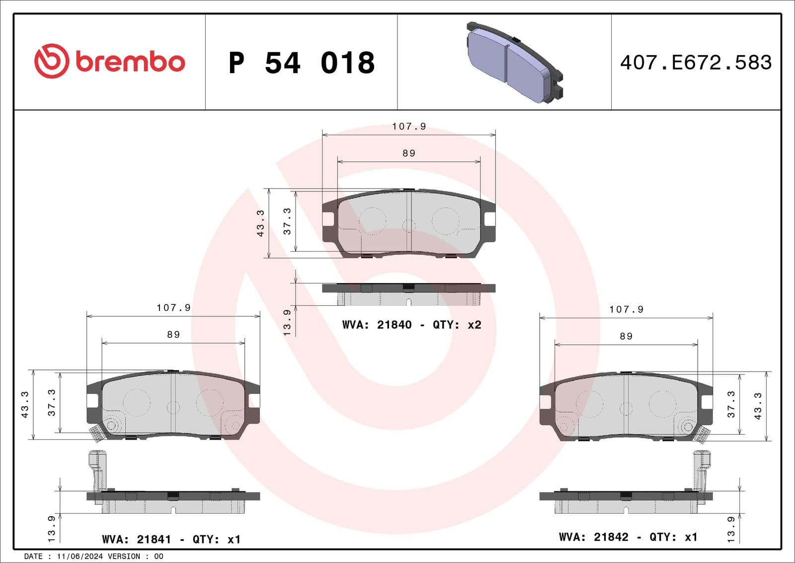 set placute frana,frana disc BREMBO PRIME LINE P 54 018