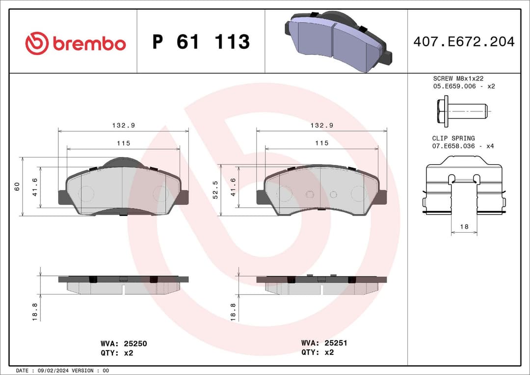 set placute frana,frana disc BREMBO PRIME LINE P 61 113