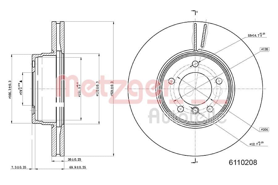 Disc frana METZGER 6110208