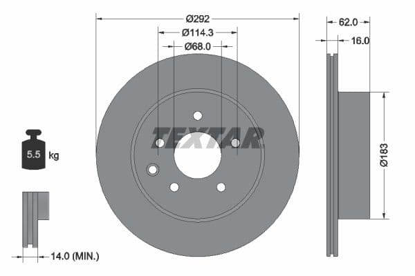 Disc frana TEXTAR 92144003