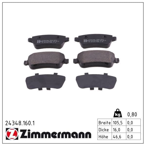 set placute frana,frana disc ZIMMERMANN 24348.160.1