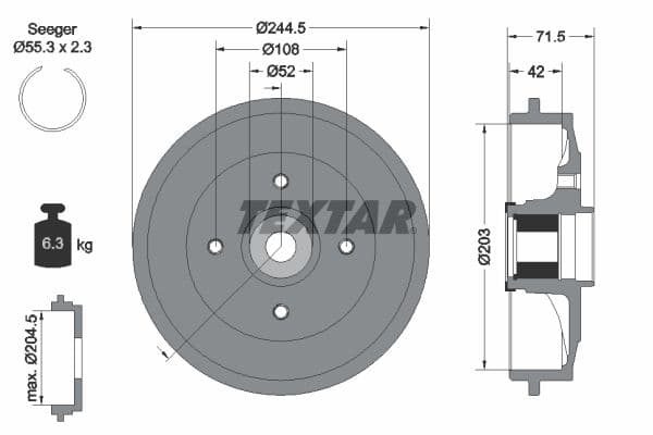 Tambur frana TEXTAR 94041200