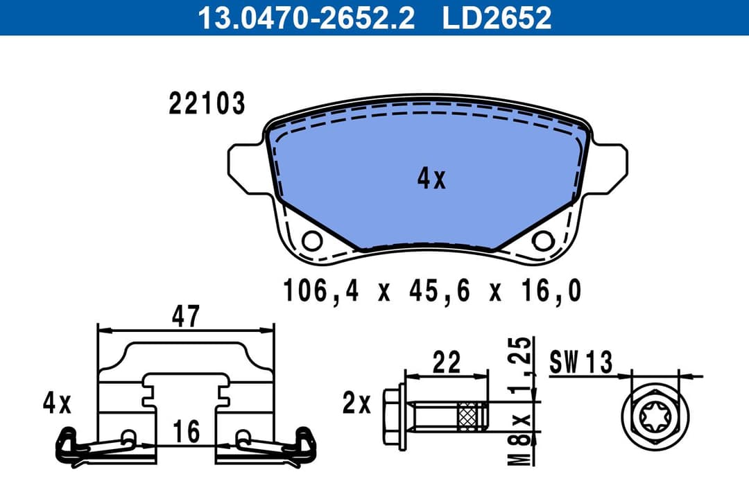 set placute frana,frana disc ATE Ceramic 13.0470-2652.2