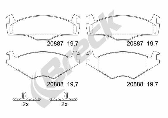 set placute frana,frana disc BRECK 20887 20 702 00