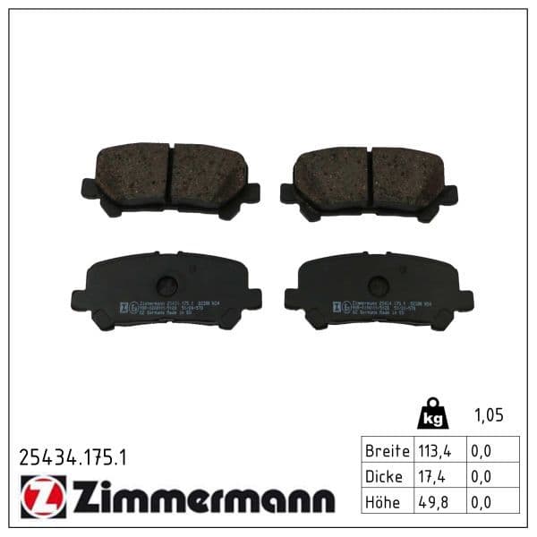 set placute frana,frana disc ZIMMERMANN 25434.175.1