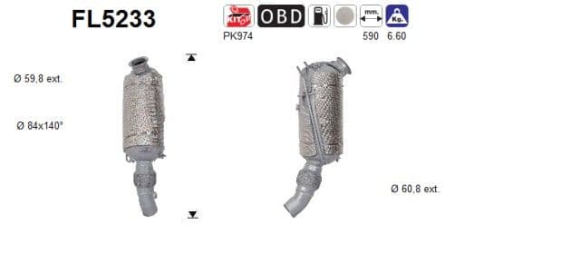 Filtru funingine/particule, sist.de esapament AS FL5233