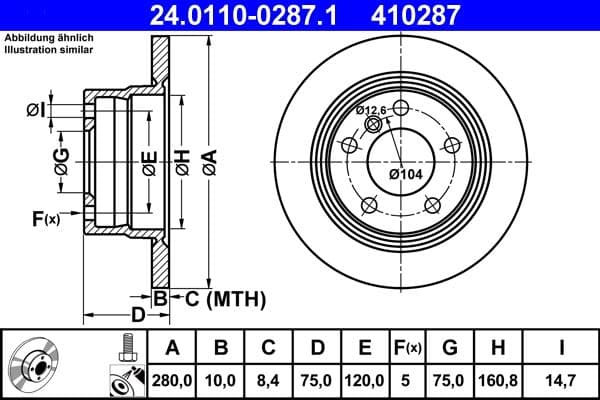 Disc frana ATE 24.0110-0287.1