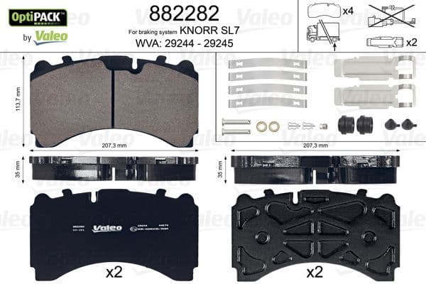 set placute frana,frana disc VALEO OPTIPACK 882282