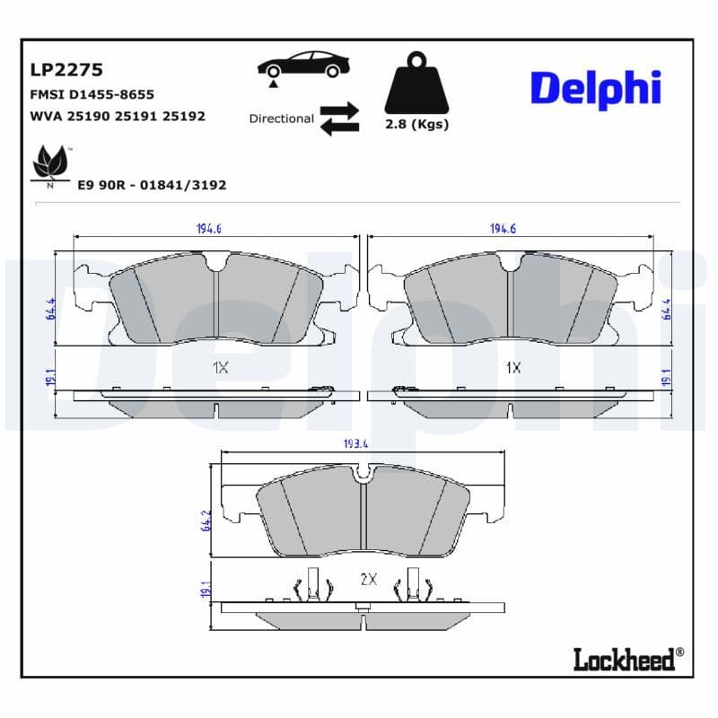 set placute frana,frana disc DELPHI LP2275