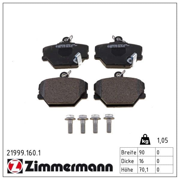 set placute frana,frana disc ZIMMERMANN 21999.160.1