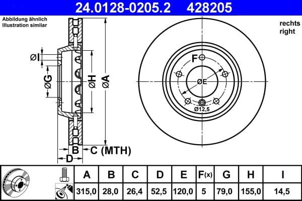 Disc frana ATE 24.0128-0205.2