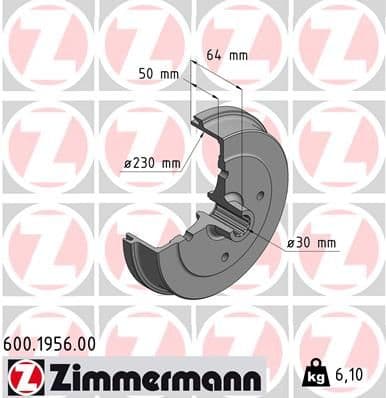 Tambur frana ZIMMERMANN 600.1956.00